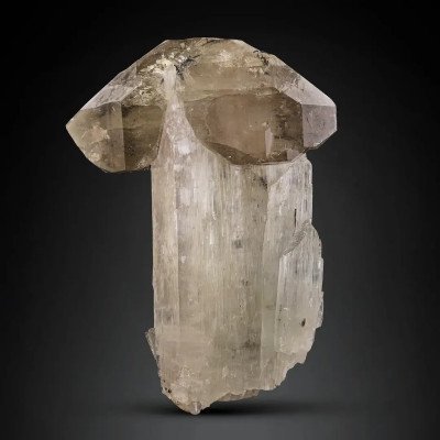 Double Terminated Smoky Quartz Crystal on Kunzite from Afghanistan