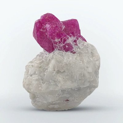 Intergrown Corundum Ruby crystals on Marble matrix from Afghanistan