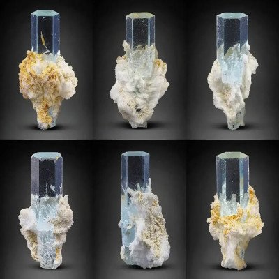 High Quality Batch of Aquamarine Crystals on Albite From Pakistan